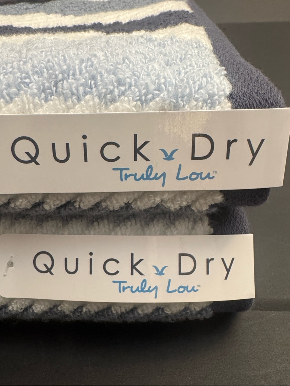 2pc TRULY LOU Quick Dry 100% Cotton Stripe Bath Towel Set - Persian Blue - Picture 3 of 7